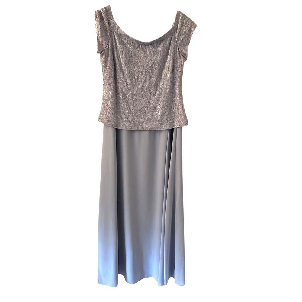 David's Bridal Purple Short Sleeve Shiny Mother of‎ the Bride Maxi Dress Size 16